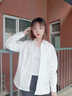 蜜樂(lè )奇女士襯衫女短袖收腰洋氣獨特別致小眾法式上衣女夏短款JK制服套裝 單件白色襯衫 S 曬單實(shí)拍圖