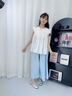 優(yōu)優(yōu)1點(diǎn)（Yoyo one）女童套裝夏季2025新款洋氣兒童連衣裙大童夏裝冰絲裙褲短袖兩件套 2170藍色9992白色 150 150cm 曬單實(shí)拍圖