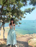 多想余純欲連衣裙女高級感裙子夏季長(cháng)裙露背吊帶裙海邊穿搭沙灘裙度假 薄荷綠露背綁帶連衣裙 M 建議95-105斤 曬單實(shí)拍圖