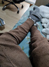俞兆林含羊毛褲男士保暖褲毛線褲秋冬季修身加厚中老年秋褲內(nèi)衣襯褲咖色 曬單實(shí)拍圖
