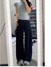 森馬（Semir）牛仔褲女抓毛長(zhǎng)褲舒適復(fù)古風(fēng)2024冬季潮流寬松錐形褲109724124003 曬單實(shí)拍圖