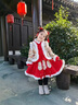 迪士尼兒童拜年服女童中國風(fēng)唐裝漢服加絨加厚公主裙秋冬新年元旦喜慶服 紅色拜年服送頭飾 加厚 140 _適合6歲寶寶重48-56斤 曬單實(shí)拍圖