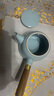 悟茗堂 茶壺汝窯天青色側把壺蟬翼紋單壺陶瓷功夫茶具實(shí)木長(cháng)柄手把壺 鴻運側把茶壺 曬單實(shí)拍圖