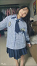 G.DUCKKIDS小黃鴨童裝兒童jK套裝裙春秋女童套裝兔子警官學(xué)院風(fēng)襯衫百褶裙 藍色套裝 110 尺碼4~5歲【100-110cm】 曬單實拍圖