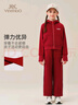 英氏（YEEHOO）女童加絨外套兒童衣服秋冬季保暖連帽學院上衣中大童裝洋氣秋冬裝 休閑短款外套車厘子紅 160 曬單實拍圖