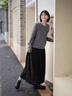艾柔丹春秋季新款韓版連衣裙女裝減齡氣質(zhì)時(shí)尚針織開(kāi)衫毛衣半身裙子套裝 毛衣+半身裙 S 曬單實(shí)拍圖