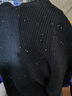 纖莉秀【慵懶休閑V領(lǐng)亮片減齡百搭顯瘦毛衣】大碼女裝胖mm冬新款5250 黑色 2XL 曬單實(shí)拍圖