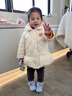 Teenie Weenie Kids小熊童裝24冬款女寶公主風(fēng)三防厚中長(cháng)羽絨服 象牙白 90 cm 曬單實(shí)拍圖