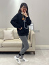德絨打底褲雙面磨砂秋褲舒適保暖棉褲女可外穿高腰九分褲加絨棉褲 深灰色-(德絨經(jīng)典款)高腰繡字 M小碼【適合80-105斤】 曬單實(shí)拍圖