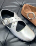 CHARLES&KEITH交叉帶平底瑪麗珍鞋芭蕾舞鞋七夕禮物CK1-70580264 Silver銀色 38 （245） 曬單實(shí)拍圖