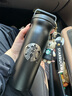 星巴克杯子禮盒保溫杯伴手禮禮物不銹鋼水杯情侶對杯咖啡杯吸管杯 黑色 曬單實(shí)拍圖