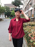 啄木鳥(niǎo)（TUCANO）2025新款媽媽春秋上衣服中老年女裝短袖T恤襯衫喜婆婆婚宴兩件套 酒紅色 2XL （建議100-115斤） 曬單實(shí)拍圖