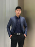 沙馳（SATCHI）男裝男士套裝西服上衣羊毛商務(wù)精英職場(chǎng)婚禮帥氣易打理西裝男 牛仔藍戧駁領(lǐng)上裝 52 A/180/配套褲子請聯(lián)系客服 曬單實(shí)拍圖