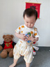貝樂咿嬰兒褲子夏季薄款男女寶寶外穿短褲休閑松緊腰大pp褲夏沙灘褲冰絲 6887-花草小熊 90 （1-2歲22-26斤） 曬單實拍圖