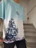 嘉曄漸變短T恤2025夏季款短袖t恤男潮流百搭學生印花半袖衣服男裝上衣 潮人大船藍色 M 曬單實拍圖