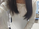 樂卡利假兩件內(nèi)搭打底衫女帶胸墊芭蕾風(fēng)拼接木耳邊設(shè)計(jì)感修身長(zhǎng)袖T恤 米白色 均碼 【建議80-120斤】 曬單實(shí)拍圖