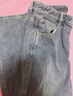 森馬（Semir）森柔牛仔|牛仔褲女抓毛舒暖顯瘦拖地褲2024冬新款闊腿褲港風(fēng)復(fù)古 牛仔深黃泥染80332（舒暖款） L 曬單實(shí)拍圖