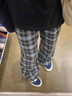 OEMG美式復(fù)古格子休閑褲男春秋季新款潮牌直筒褲寬松闊腿青年長(zhǎng)褲子男 藍(lán)格 XL [建議125-140斤] 曬單實(shí)拍圖