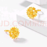 賽菲爾 黃金耳飾足金999.9芙蓉耳環(huán)花朵耳釘 一對耳飾 約3.15克 曬單實(shí)拍圖