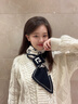 SOMUBAY交叉長(cháng)條毛線(xiàn)小圍巾女冬季雙層防寒保暖針織圍脖百搭洋氣新年禮物 黑色 G  （小圍巾） 曬單實(shí)拍圖