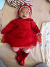 巴拉巴拉女童連衣裙寶寶公主裙蓬蓬紗裙新年季喜慶萌拜年服 中國紅60608 73 cm 曬單實拍圖