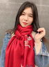 上海故事羊毛圍巾女士秋冬本命年紅色刺繡披肩圍脖38婦女節(jié)禮物送媽媽禮盒 富貴牡丹粉 180*30cm 曬單實(shí)拍圖