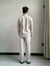 俞兆林（YUZHAOLIN）男士睡衣男25年春秋新款純棉長(cháng)袖長(cháng)褲套裝秋冬天全棉大碼家居服 NSWJH-淺灰【100%純棉套裝】 XL (建議120-140斤) 曬單實(shí)拍圖