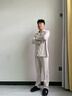 俞兆林（YUZHAOLIN）男士睡衣男25年春秋新款純棉長(cháng)袖長(cháng)褲套裝秋冬天全棉大碼家居服 NSWJH-淺灰【100%純棉套裝】 XL (建議120-140斤) 曬單實(shí)拍圖