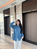 Teenie Weenie小熊女裝襯衫2025年夏季新款休閑慵懶風(fēng)復古丹寧上衣 中藍色 M 曬單實(shí)拍圖
