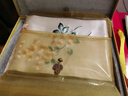 吳蠶里（WUCANLI）絲巾新款禮盒女送長輩媽媽蘇繡旗袍披肩桑蠶絲圍巾 香檳色海棠花皮質(zhì)禮盒 曬單實拍圖