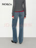 MO&Co.牛仔褲含天絲棉微彈復古洗磨藍色手磨貓須直筒棉質(zhì)摩安珂 牛仔藍色 L 28 曬單實(shí)拍圖