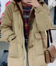 UR2024冬季新款女裝雅丹風(fēng)牛角扣連帽口袋羽絨服UYL140028 卡其綠 M 曬單實(shí)拍圖
