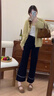 乖甜星彈力黑色直筒牛仔褲女2025秋季新款胖妹妹高腰顯瘦九分闊腿褲 黑色 建議100-120斤 L 曬單實(shí)拍圖