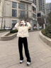 AEMAPE闊腿運(yùn)動(dòng)褲女春秋季2025小個(gè)子高腰休閑褲女窄版直筒拖地褲子女 黑色 M 【建議96-110斤】 曬單實(shí)拍圖