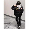 LDBE立領(lǐng)棉衣棉服女秋冬2025新款寬松保暖休閑美式復(fù)古面包服棉襖外套 黑色 S 曬單實拍圖