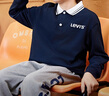Levi's李維斯兒童POLO衫童裝男童春秋裝衛衣2025新款上衣打底長(cháng)袖 深靛藍 160 /76 【建議身高152-158cm】 曬單實(shí)拍圖