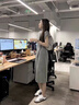 Jret2025夏季新款女別致獨特設計感小眾溫柔系收腰顯瘦開叉T恤連衣裙 灰色 M 曬單實拍圖