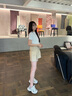 ELAND【長(cháng)絨棉】衣戀半身裙女內襯連腰設計百褶短裙2025夏季新款 卡其色(35)Beige S 曬單實(shí)拍圖