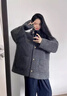 乖甜星灰色連帽呢子大衣女春季2025新款感小個子加厚短款毛呢短外套女秋 灰色 L 55/60kg 曬單實拍圖