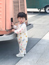 幼歌（YOUGE）【扭扭系列】新嬰幼兒愛(ài)心寬松休閑直筒褲斜紋背帶褲 米色（背帶褲） 80 cm 曬單實(shí)拍圖