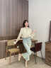 乖甜星女士微喇牛仔褲女淺色2025春秋款新款小個(gè)子高腰九分毛邊喇叭褲子 藍色 L 105-115斤 曬單實(shí)拍圖