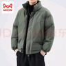 貓人（MiiOW）美式簡(jiǎn)約男士棉衣秋冬新款休閑棉服潮牌百搭面包服保暖棉襖子外套 墨綠色 L 曬單實(shí)拍圖