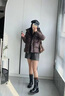 NINE WEST/玖熙騎士短靴女真皮厚底冬新款復古百搭皮帶機車時裝靴中筒女靴 黑色(絨里) 37 曬單實拍圖