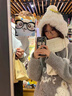 吉閑毛衣女2024秋冬新款國潮牌復(fù)古卡通雪人連帽學(xué)院慵懶風(fēng)百搭針織衫 灰色 均碼 曬單實(shí)拍圖