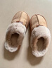樸西居家情侶短絨棉拖鞋女秋冬家居室內防滑拖鞋厚底保暖加絨棉拖 米白色 38-39 曬單實(shí)拍圖