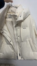 獨束大碼女裝棉感立領(lǐng)連帽短款羽絨服2024冬新款胖mm顯瘦羽絨外套 氣流白 XL (尺碼：3) 曬單實(shí)拍圖