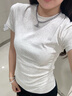 NOME螺紋棉圓領短袖t恤女春夏正肩少女感修身上衣女 麻灰色 XL  曬單實拍圖