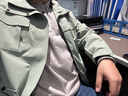 馬登工裝 美式休閑亨利領(lǐng)毛呢衛(wèi)衣格雷系cleanfit長(zhǎng)袖打底衫男秋季 花灰色 L 曬單實(shí)拍圖