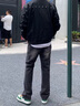 查佰倫 CHELDBAILANNC黑色牛仔褲男松緊腰2025新款男抽繩漸變vibe褲子美式直筒闊腿褲男 1024磨白漸變-直筒款【抽繩版】 L 曬單實拍圖