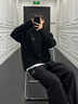 夏雨瑤黑色針織開(kāi)衫女寬松慵懶甜酷風(fēng)休閑2025春秋新款外搭毛衣外套上衣 黑色 M 建議95-105斤 曬單實(shí)拍圖